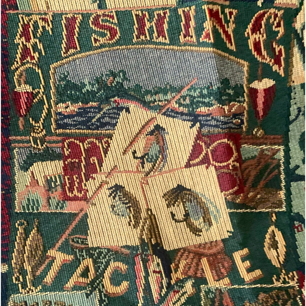 Vintage Good Catch fishing Tapestry fabric